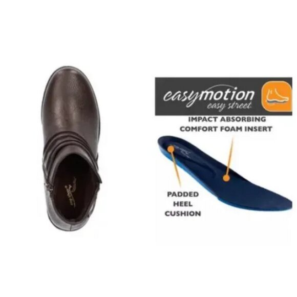 Easy Street Womens Brown Damita Block Heel Booties Size 9.5W BWT - Picture 3 of 4